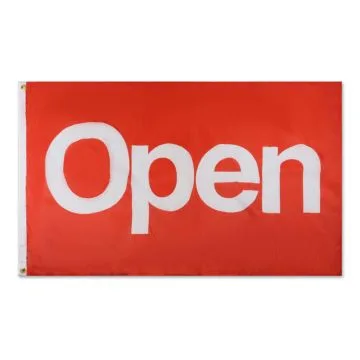 DRAPEAU C\'EST OUVERT ROUGE 150x90cm - DRAPEAU OPEN 90 x 150 cm - DRAPEAUX