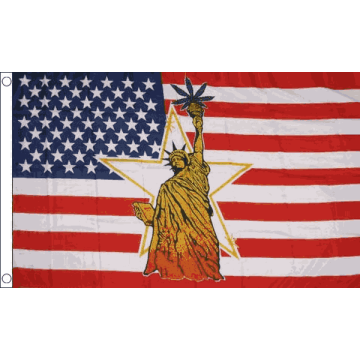 Drapeau USA Statue de la liberté Marijuana 150x90cm - Drapeau américain - Etats-Unis 90 x 150 cm - Drapeaux