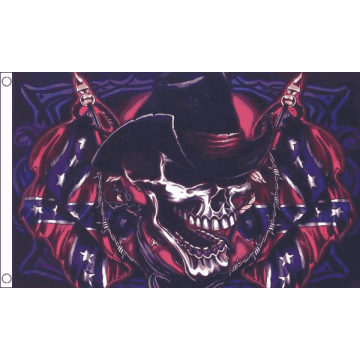 DRAPEAU TÊTE DE MORT COWBOY SUDISTE 150x90cm - DRAPEAU PIRATE 90 x 150 cm - DRAPEAUX