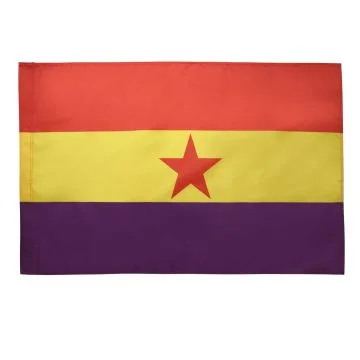 DRAPEAU ESPAGNOL RÉPUBLICAIN ETOILE ROUGE 150x90cm - DRAPEAU ESPAGNE RÉPUBLICAINE 90 x 150 cm Fourreau pour hampe