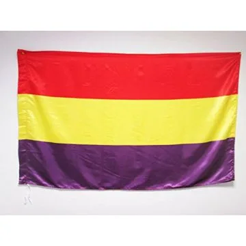 DRAPEAU ESPAGNOL RÉPUBLICAIN 150x90cm en SATIN - DRAPEAU ESPAGNE RÉPUBLICAINE 90 x 150 cm Fourreau pour hampe