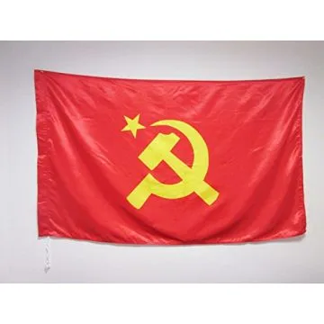 DRAPEAU URSS LOGO CENTRAL 150x90cm en SATIN - DRAPEAU COMMUNISTE - RUSSIE 90 x 150 cm Fourreau pour hampe