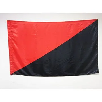 DRAPEAU ANARCHO-SYNDICALISME 150x90cm en SATIN - DRAPEAU ANARCHIQUE - ANARCHIE 90 x 150 cm Fourreau pour hampe