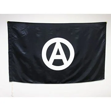 DRAPEAU ANARCHIE 150x90cm en SATIN - DRAPEAU ANARCHIQUE 90 x 150 cm Fourreau pour hampe