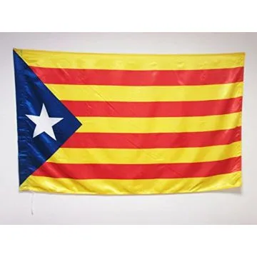 DRAPEAU CATALOGNE ESTELADA 150x90cm en SATIN - DRAPEAU CATALAN INDÉPENDENTISTE - CATALUÑA 90 x 150 cm Fourreau pour hampe
