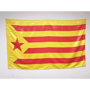 DRAPEAU CATALOGNE ESTELADA VERMELLA 150x90cm en SATIN - DRAPEAU CATALAN INDÉPENDENTISTE - CATALUÑA GROGA 90 x 150 cm Fourreau pour hampe