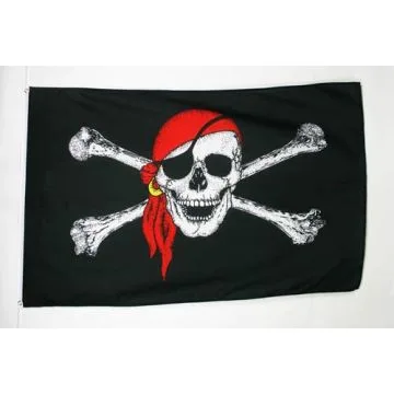DRAPEAU PIRATE TÊTE DE MORT 180x120cm - GRAND DRAPEAU CORSAIRE 120 x 180 cm