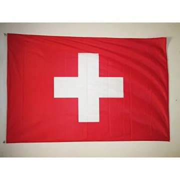 DRAPEAU SUISSE 150x90cm oeillets - DRAPEAU HELVÉTIQUE 90 x 150 cm Spécial Extérieur - DRAPEAUX