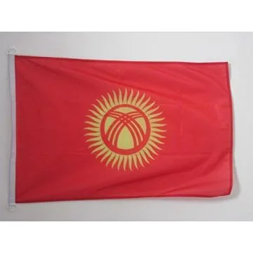 DRAPEAU KIRGHIZSTAN 90x60cm - DRAPEAU KIRGHIZ 60 x 90 cm Spécial Extérieur - DRAPEAUX