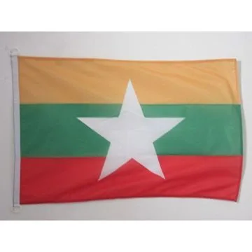 DRAPEAU BIRMANIE 90x60cm - DRAPEAU BIRMAN 60 x 90 cm Spécial Extérieur - DRAPEAUX