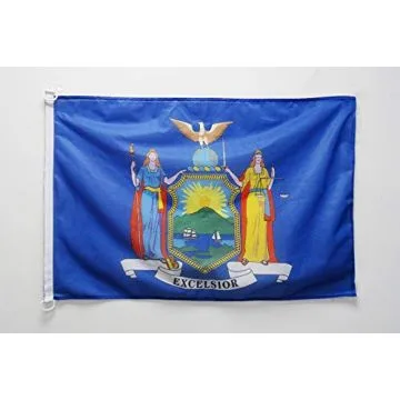 Drapeau New York 90x60cm - Drapeau new yorkais - Etat américain - USA - Etats-Unis 60 x 90 cm Spécial Extérieur - Drapeaux