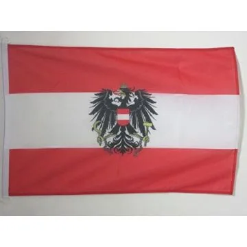 DRAPEAU AUTRICHE AVEC AIGLE 90x60cm - DRAPEAU AUTRICHIEN 60 x 90 cm Spécial Extérieur - DRAPEAUX