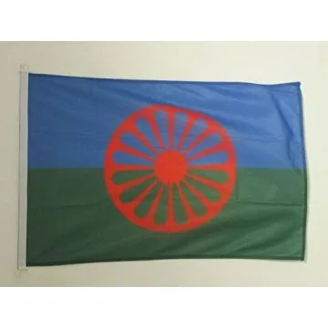 DRAPEAU GYPSI 90x60cm - DRAPEAU ROM - TZIGANE â?? GITAN - VOYAGEUR 60 x 90 cm Spécial Extérieur - DRAPEAUX