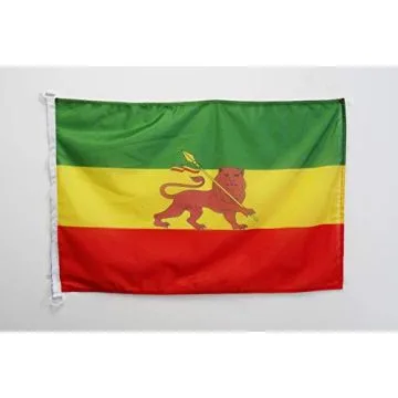 Drapeau Ethiopie avec Lion 90x60cm - Drapeau éthiopien 60 x 90 cm Spécial Extérieur - Drapeaux