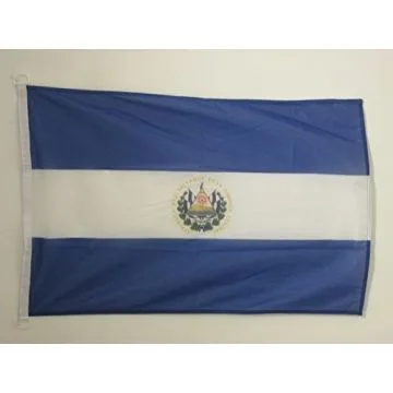 DRAPEAU EL SALVADOR 90x60cm - DRAPEAU SALVADORIEN 60 x 90 cm Spécial Extérieur - DRAPEAUX