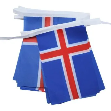 GUIRLANDE 6 mètres 20 DRAPEAUX ISLANDE 21x15 cm - DRAPEAU ISLANDAIS 15 x 21 cm