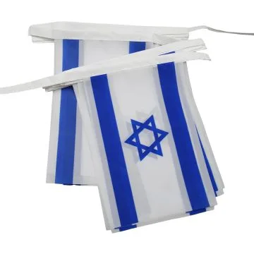 GUIRLANDE 6 mètres 20 DRAPEAUX ISRAËL 21x15 cm - DRAPEAU ISRAÉLIEN 15 x 21 cm