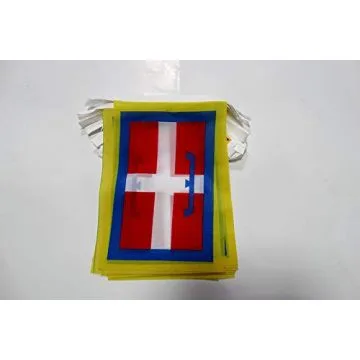 Guirlande 6 mètres 20 Drapeaux Piémont 21x15 cm - Drapeau de la région du Piemonte 15 x 21 cm