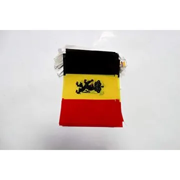 Guirlande 6 mètres 20 Drapeaux Belgique avec Lion 21x15 cm - Drapeau belge avec armoiries 15 x 21 cm