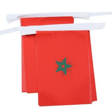 GUIRLANDE 6 mètres 20 DRAPEAUX MAROC 21x15 cm - DRAPEAU MAROCAIN 15 x 21 cm