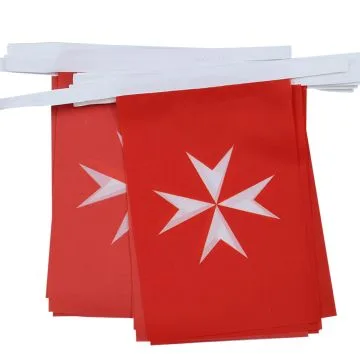 Guirlande 6 mètres 20 Drapeaux Activités de l’Ordre de Malte 21x15 cm - Drapeau de l\'ordre de Saint-Jean de Jérusalem 15 x 21 cm