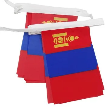Guirlande 6 mètres 20 Drapeaux Mongolie 21x15 cm - Drapeau mongol 15 x 21 cm