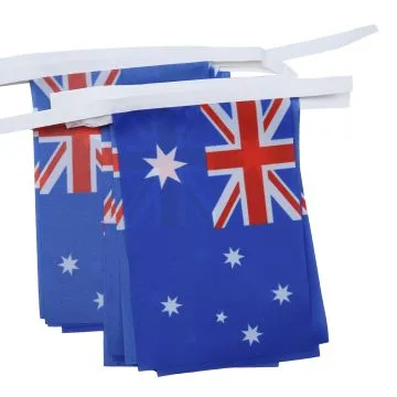 GUIRLANDE 6 mètres 20 DRAPEAUX AUSTRALIE 21x15 cm - DRAPEAU AUSTRALIEN 15 x 21 cm