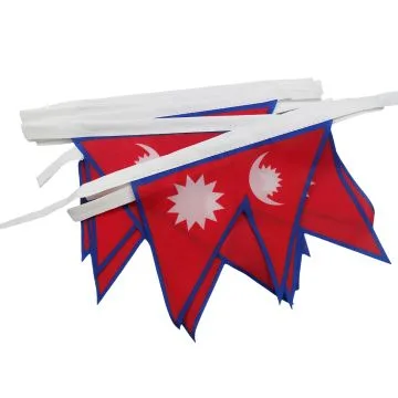 GUIRLANDE 6 mètres 20 DRAPEAUX NÍ?PAL 21x15 cm - DRAPEAU NÍ?PALAIS 15 x 21 cm