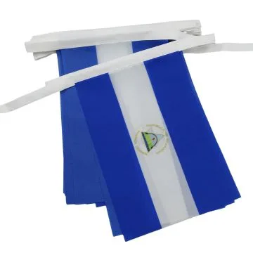 GUIRLANDE 6 mètres 20 DRAPEAUX NICARAGUA 21x15 cm - DRAPEAU NICARAGUAYEN 15 x 21 cm