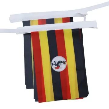 GUIRLANDE 6 mètres 20 DRAPEAUX OUGANDA 21x15 cm - DRAPEAU OUGANDAIS 15 x 21 cm
