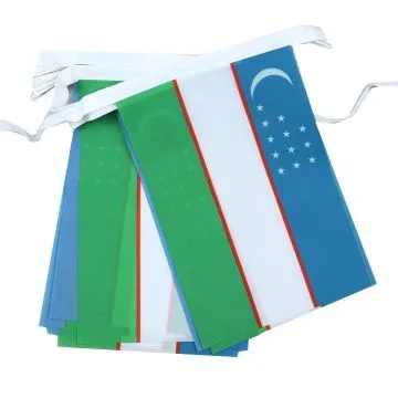 GUIRLANDE 6 mètres 20 DRAPEAUX OUZBÍ?KISTAN 21x15 cm - DRAPEAU OUZBEK 15 x 21 cm