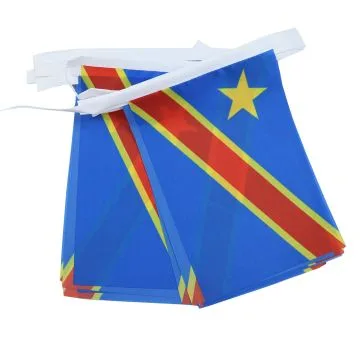 GUIRLANDE 6 mètres 20 DRAPEAUX RÉPUBLIQUE DÉMOCRATIQUE DU CONGO 21x15 cm - DRAPEAU CONGOLAIS 15 x 21 cm