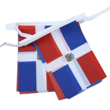 GUIRLANDE 6 mètres 20 DRAPEAUX RÉPUBLIQUE DOMINICAINE 21x15 cm - DRAPEAU DOMINICAIN 15 x 21 cm