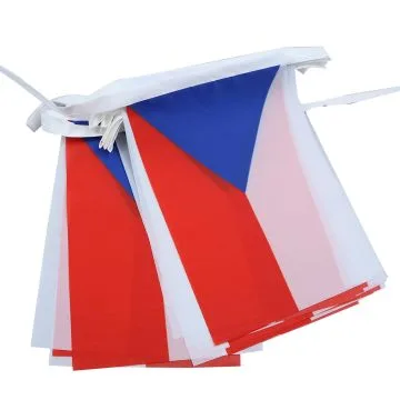 GUIRLANDE 6 mètres 20 DRAPEAUX RÉPUBLIQUE TCHÈQUE 21x15 cm - DRAPEAU TCHÈQUE 15 x 21 cm