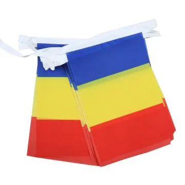 GUIRLANDE 6 mètres 20 DRAPEAUX ROUMANIE 21x15 cm - DRAPEAU ROUMAIN 15 x 21 cm