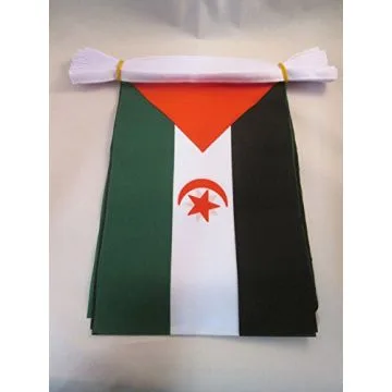 GUIRLANDE 6 mètres 20 DRAPEAUX SAHARA OCCIDENTAL 21x15 cm - DRAPEAU SAHRAOUI 15 x 21 cm