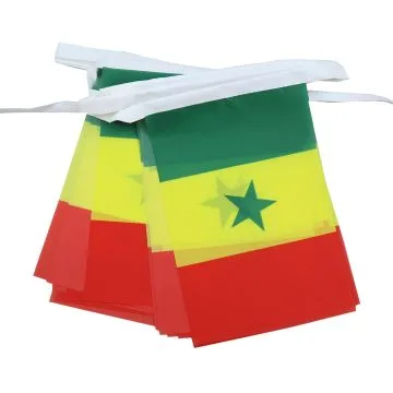 GUIRLANDE 6 mètres 20 DRAPEAUX SÍ?NÍ?GAL 21x15 cm - DRAPEAU SÍ?NÍ?GALAIS 15 x 21 cm