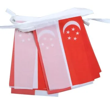 GUIRLANDE 6 mètres 20 DRAPEAUX SINGAPOUR 21x15 cm - DRAPEAU SINGAPOURIEN 15 x 21 cm