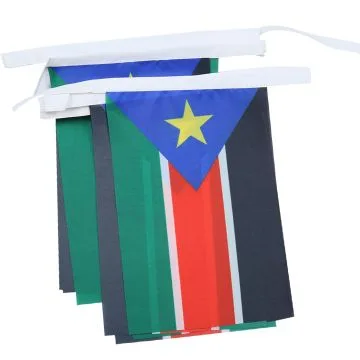 GUIRLANDE 6 mètres 20 DRAPEAUX SOUDAN DU SUD 21x15 cm - DRAPEAU SUD SOUDANAIS 15 x 21 cm