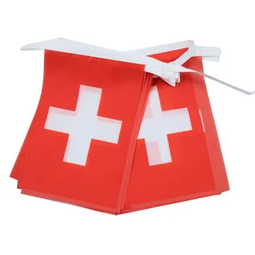 GUIRLANDE 6 mètres 20 DRAPEAUX SUISSE 21x15 cm - DRAPEAU HELVÉTIQUE 15 x 21 cm
