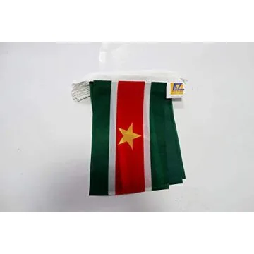 Guirlande 6 mètres 20 Drapeaux Suriname 21x15 cm - Drapeau surinamien 15 x 21 cm