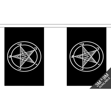 Guirlande 6 mètres 20 Drapeaux Baphomet Ordre du Temple 21x15 cm - Drapeau de l\'Eglise de Satan 15 x 21 cm