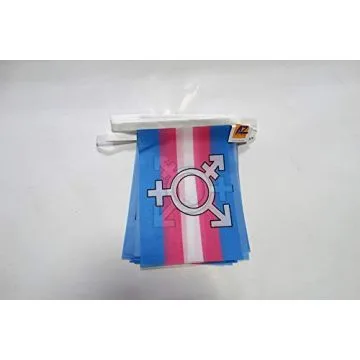 Guirlande 6 mètres 20 Drapeaux Transgenre avec symbole 21x15 cm - Drapeau transgenre 15 x 21 cm