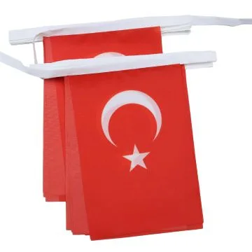 GUIRLANDE 6 mètres 20 DRAPEAUX TURQUIE 21x15 cm - DRAPEAU TURC 15 x 21 cm