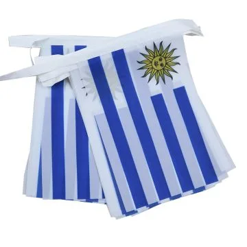 GUIRLANDE 6 mètres 20 DRAPEAUX URUGUAY 21x15 cm - DRAPEAU URUGUAYEN 15 x 21 cm
