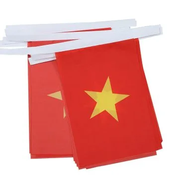 GUIRLANDE 6 mètres 20 DRAPEAUX VIETNAM 21x15 cm - DRAPEAU VIETNAMIEN 15 x 21 cm