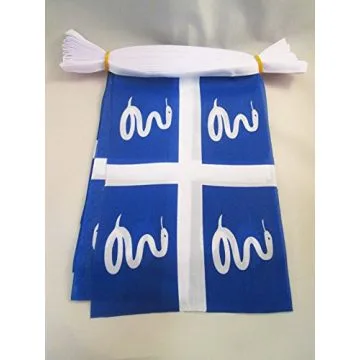 GUIRLANDE 6 mètres 20 DRAPEAUX MARTINIQUE 21x15 cm - DRAPEAU MARTINIQUAIS 15 x 21 cm