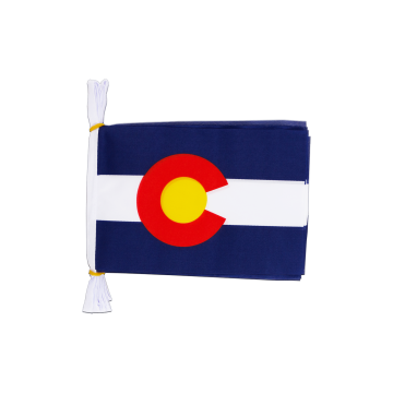 Guirlande 6 mètres 20 Drapeaux Colorado 21x15 cm - Drapeau de l\'état américain du Colorado 15 x 21 cm