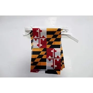Guirlande 6 mètres 20 Drapeaux Maryland 21x15 cm - Drapeau de l\'état américain du Maryland 15 x 21 cm