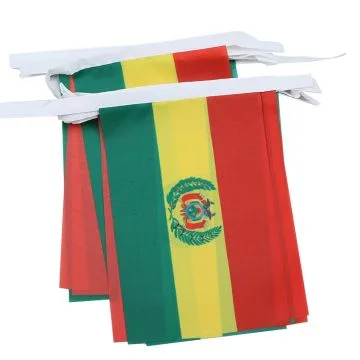 GUIRLANDE 6 mètres 20 DRAPEAUX BOLIVIE 21x15 cm - DRAPEAU BOLIVIEN 15 x 21 cm